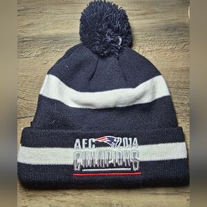 New Era New England Patriots 2014 AFC Champions Pom Pom Knit Hat NWT